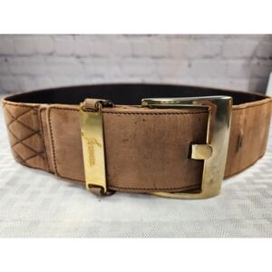Jeunesse Brown Leather Belt size 33.7" Made in Italy